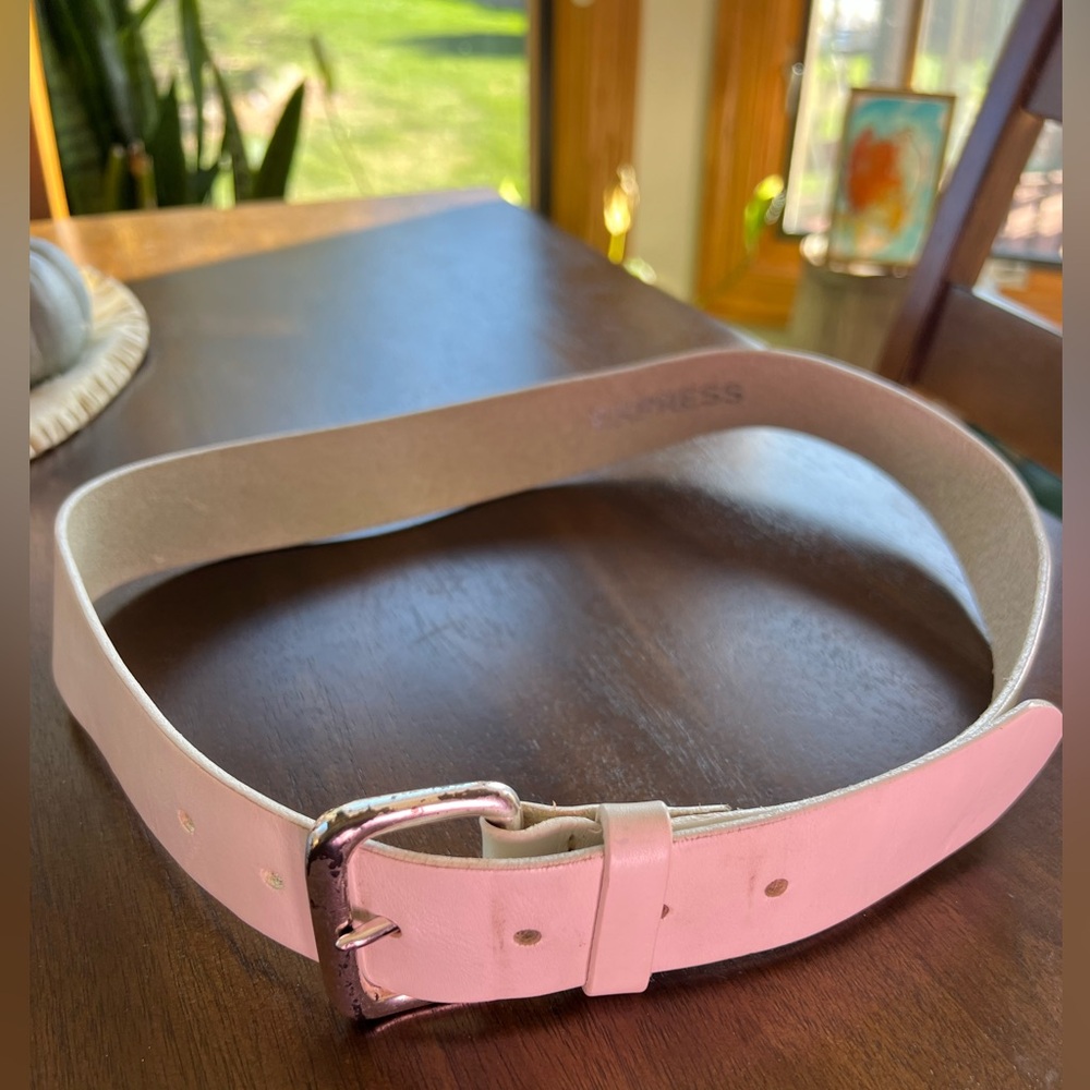 White Express Belt, Italian Leather